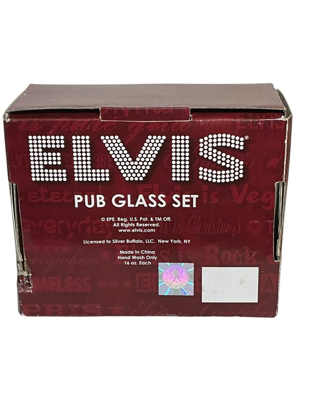 ELVIS Presley Pub Pint Glass Set Vintage Collectible 16 Oz Set of 2 Boxed - Picture 10 of 16